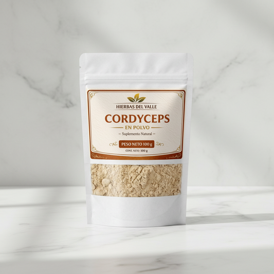 Cordyceps en Polvo 100g - Bolsa con etiqueta - Hierbas del Valle